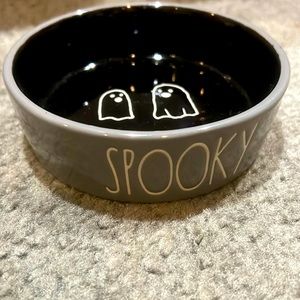 Rae Dunn Ceramic Cat Dish Halloween Spooky Gray Balck